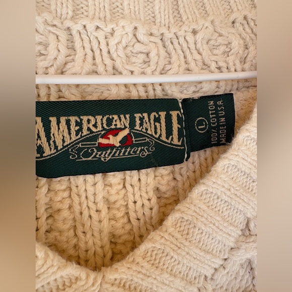 American Eagle Outfitters Women's Beige V-Neck Sweater Oversized Large - Picture 2 of 6